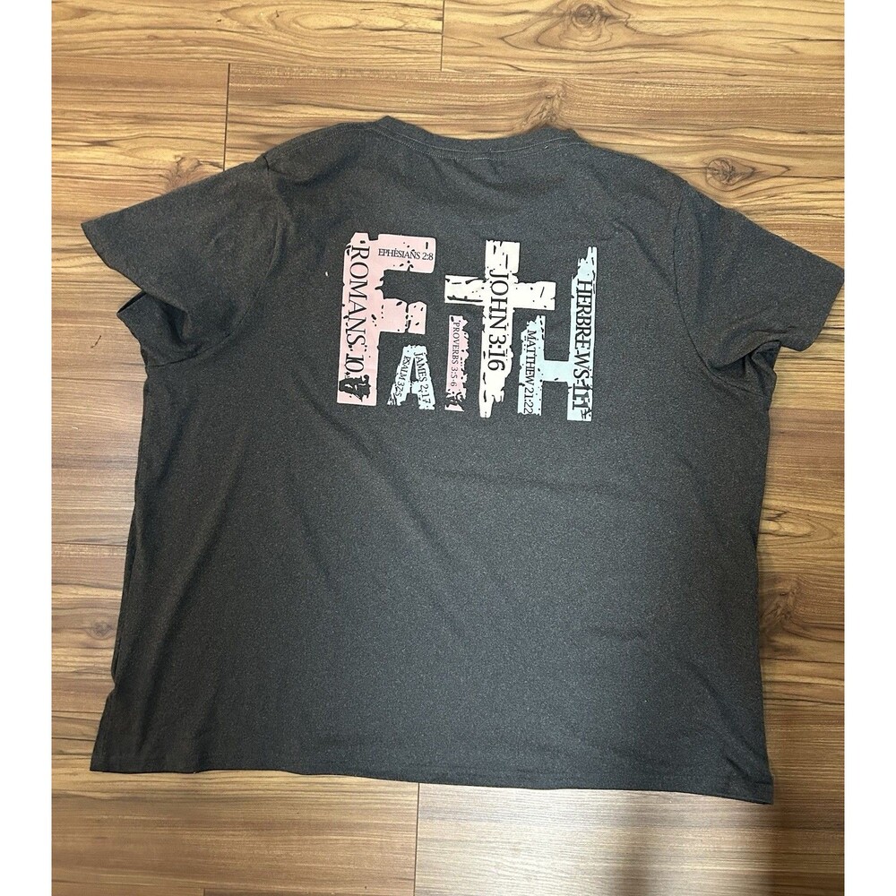 SHEIN Women’s 5X Dark Gray Christian Graphic T-Shirt Faith Cross Scripture